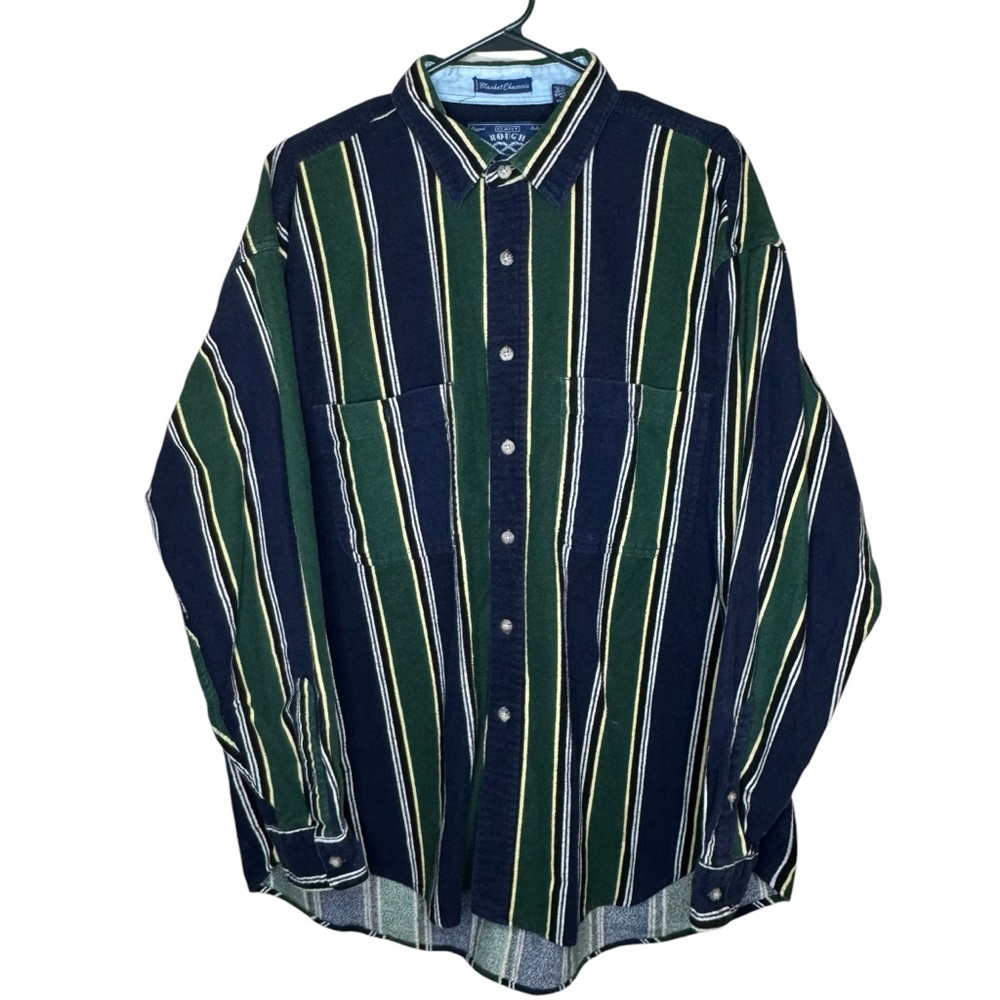 Vintage Gant Rough Weather Striped Blanket Chamois Men's Shirt Size XL Heavy